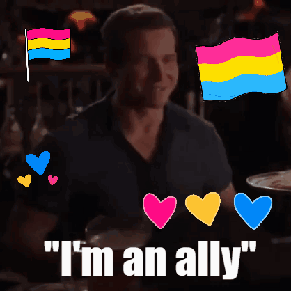 Man With Hearts I'm An Ally GIF