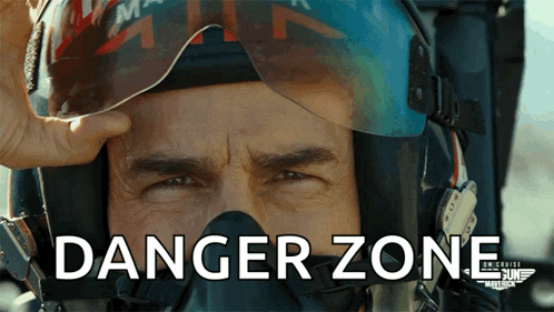 Man with Helmet and Danger Zone Face