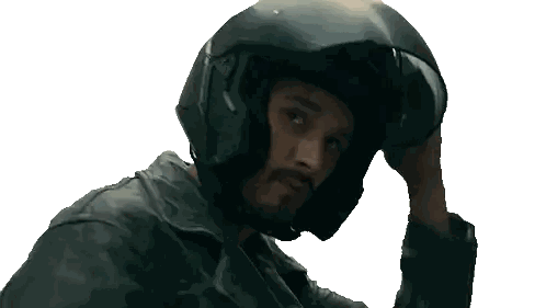 Man with Helmet and Leather Jacket