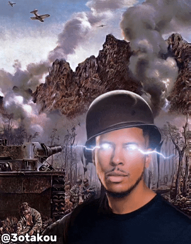 Man With Helmet and Lightning Eyes