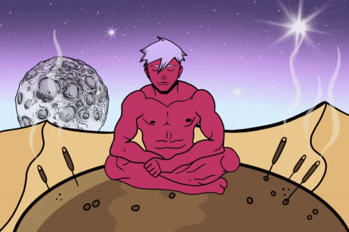 Man With Helmet Sitting on Rock With Hill and 3look
