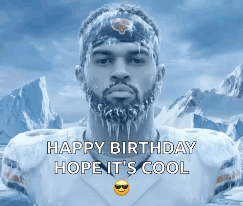 Man With Ice on Face Happy Birthday Hope It's Cool
