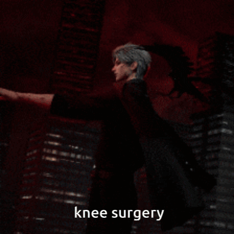 Man With Knee Surgery Written On Face GIF