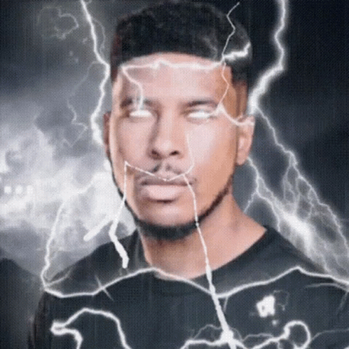 Man With Lightning Bolt Behind Face