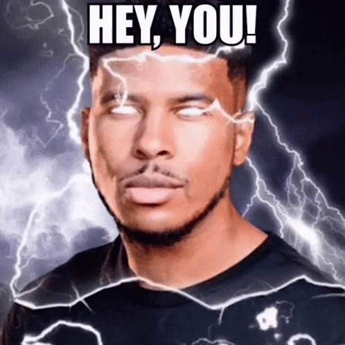 Man With Lightning Eyes Saying Hey You