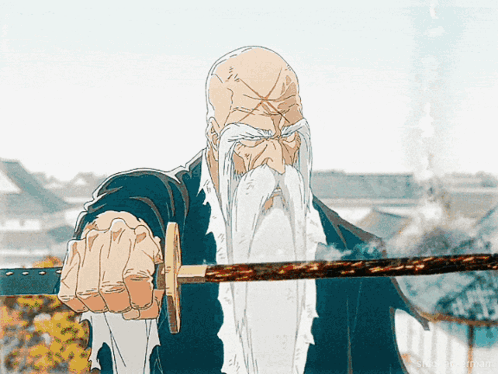 Man With Long Beard Holding Sword