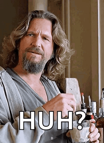 Man With Long Hair And Beard Holding Glass Saying Huh GIF