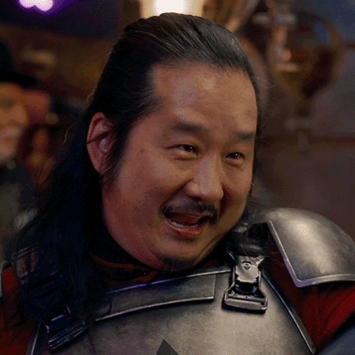 Man with Long Hair and Beard in Armor