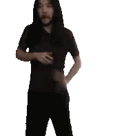 Man with Long Hair and Beard in Black Shirt