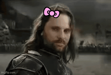 Man With Long Hair and Beard in Pink Hello Kitty Bow