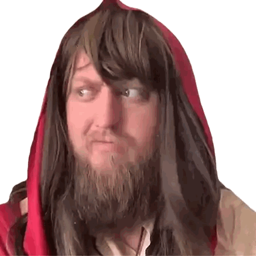 Man with Long Hair and Beard in Red Scarf