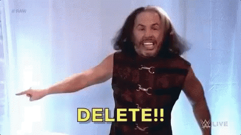 Man with Long Hair and Beard Saying Delete