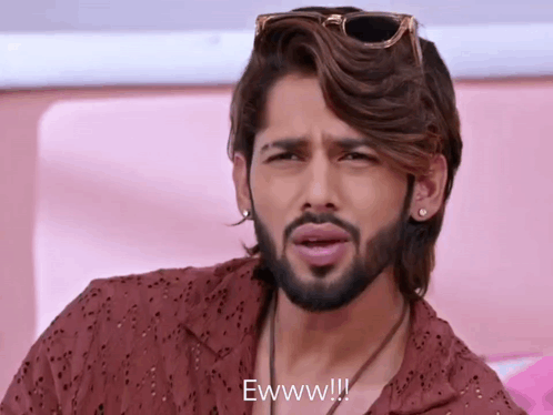 Man With Long Hair And Beard Saying Eww GIF