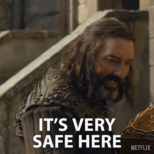 Man with Long Hair and Beard Saying It's Safe