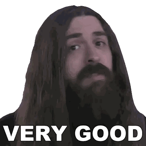 Man with Long Hair and Beard Saying Very Good