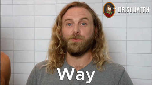 Man with Long Hair and Beard Saying Way
