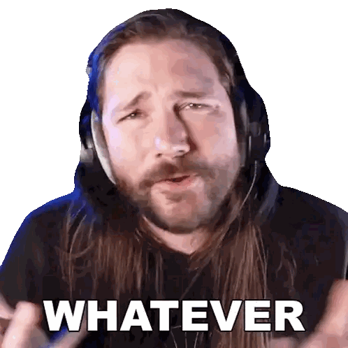 Man with Long Hair and Beard Saying Whatever