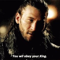 Man with Long Hair and Beard Saying You Will Obey Your King