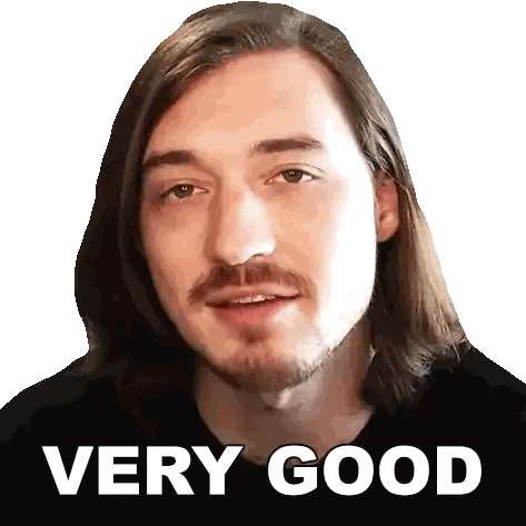 Man with Long Hair and Beard Says Very Good