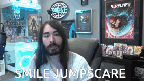 Man With Long Hair and Beard Smile Jumpscare