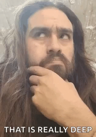 Man With Long Hair And Beard Thinking GIF