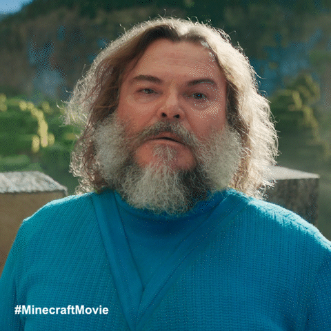 Man With Long Hair And Beard Wearing Blue Sweater #Minecraftmovie GIF