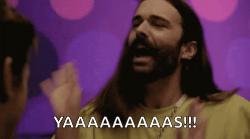 Man with Long Hair and Beard Yelling Yaas