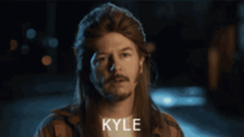 Man With Long Hair And Mullet With Kyle On Chest GIF