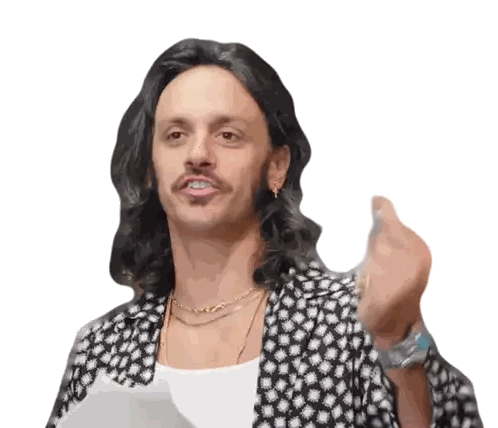 Man with Long Hair and Mustache in Tank Top and Jacket