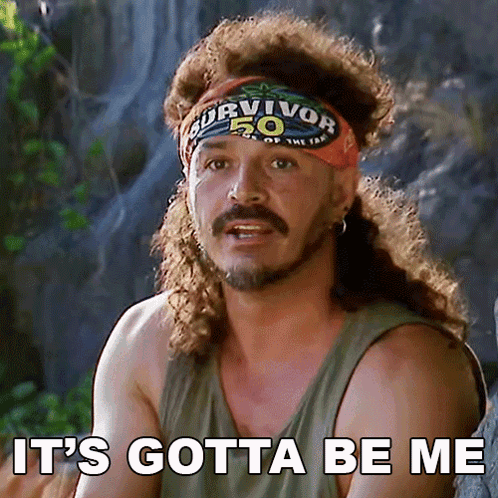 Man With Long Hair And Survivor Headband GIF