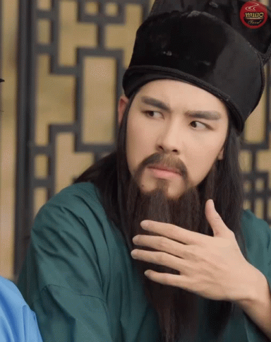 Man with Long Hair Beard Green Shirt