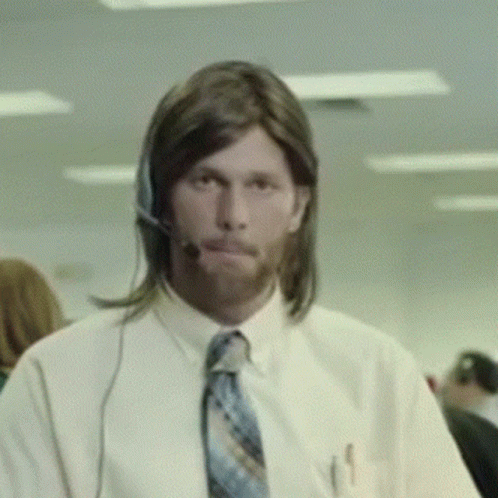 Man With Long Hair Beard Headset Tie GIF