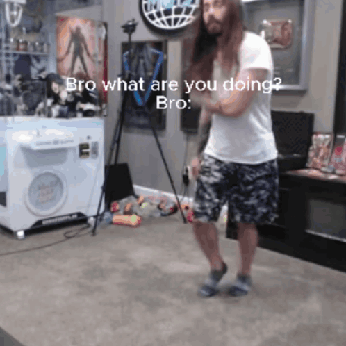 Man With Long Hair Dancing Bro What Are You Doing Bro