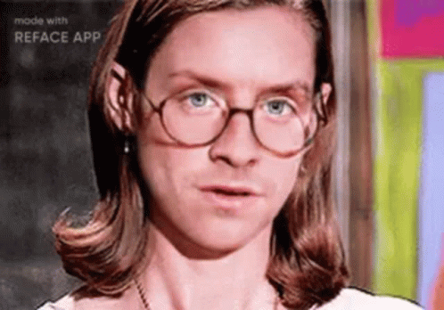 Man with Long Hair Glasses Earrings