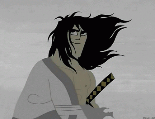 Man with Long Hair Holding Sword Darkvillain