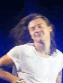 Man With Long Hair Making Funny Face