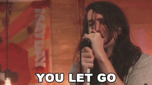 Man With Long Hair Singing You Let Go GIF