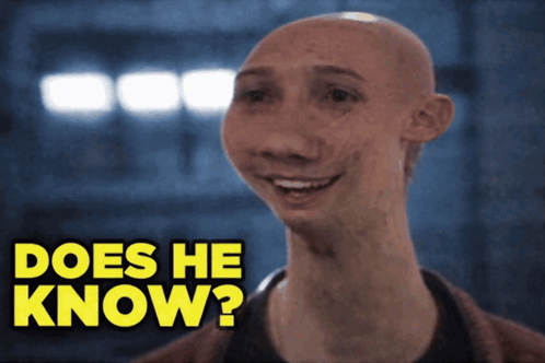 Man with Long Neck Smiling Does He Know