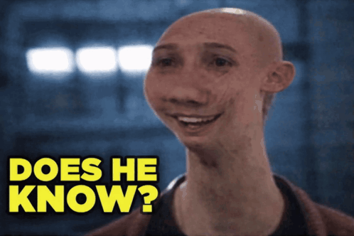 Man with Long Neck Smiling Does He Know