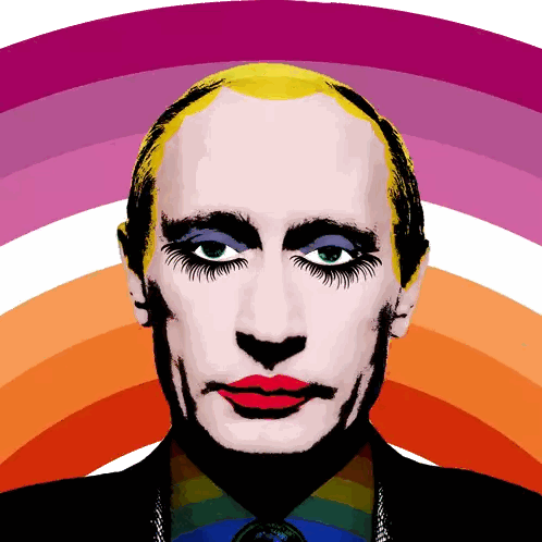 Man with Makeup and Rainbow Background