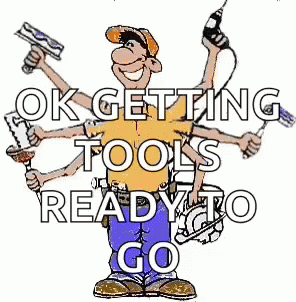 Man With Many Hands Holding Tools Saying Ok Getting Tools Ready To Go