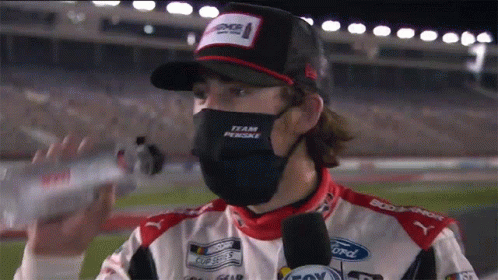 Man With Mask And Hat Saying Ford GIF