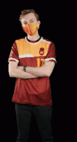 Man With Mask and Jersey Number 17