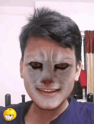 Man with Mask and Yellow Smiley Face