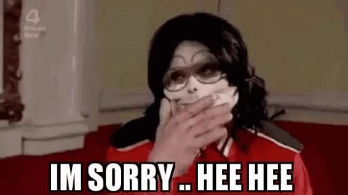 Man With Mask Covering Mouth Saying I'm Sorry Hee Hee