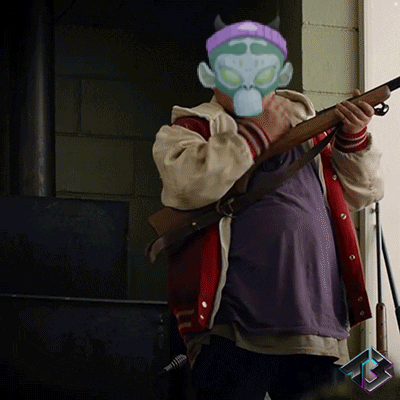 Man With Mask Holding Gun GIF