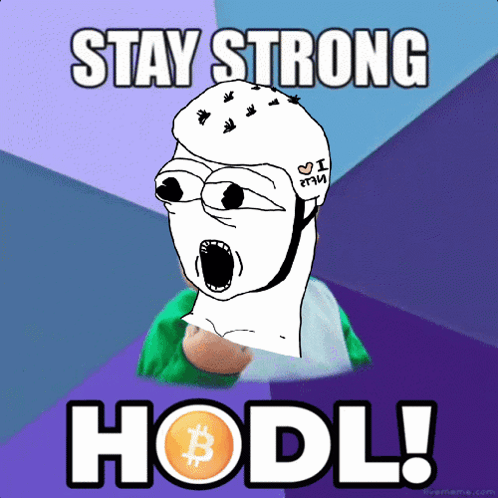 Man With Mask Stay Strong Hodl GIF
