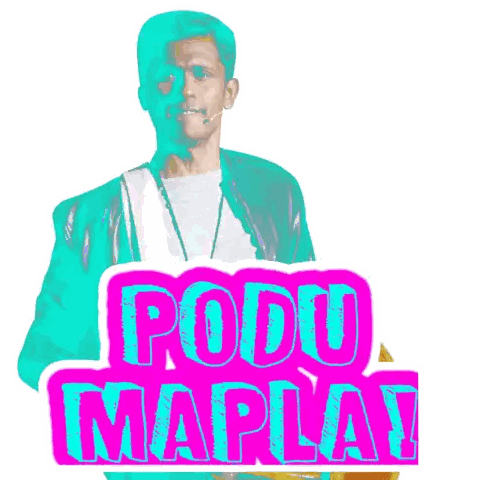 Man with Microphone Behind Podu Maplay Sign