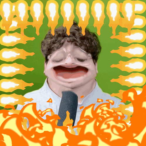 Man With Microphone In Mouth GIF