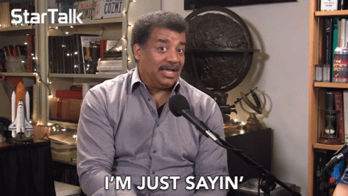 Man with Microphone Saying Im Just Sayin